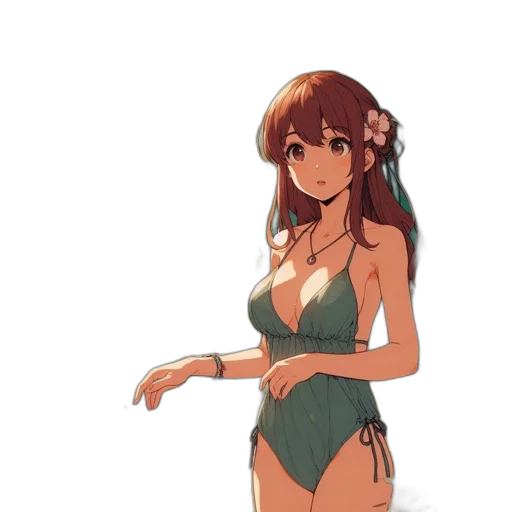 dress, staff, creature, flower transparent PNG cut-out
