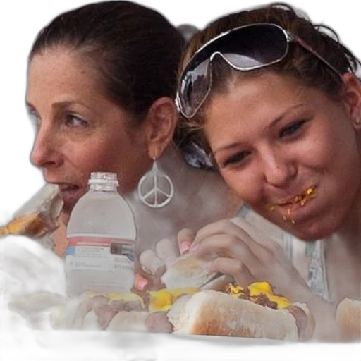 food, photorealistic, two, women transparent PNG cut-out