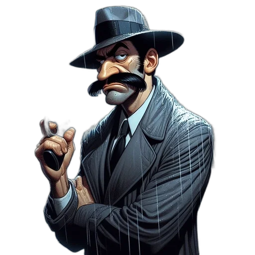 hat, staff, face, comic book art transparent PNG cut-out