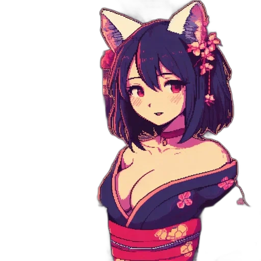 dress, staff, flower, pixel art transparent PNG cut-out