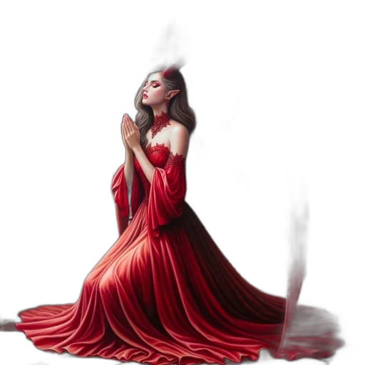 dress, staff, jewelry, fantasy art transparent PNG cut-out