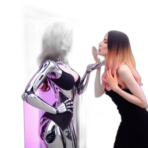 robot, dress, vaporwave, 3d render transparent PNG cut-out