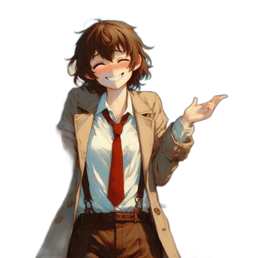 jacket, staff, face, creature transparent PNG cut-out
