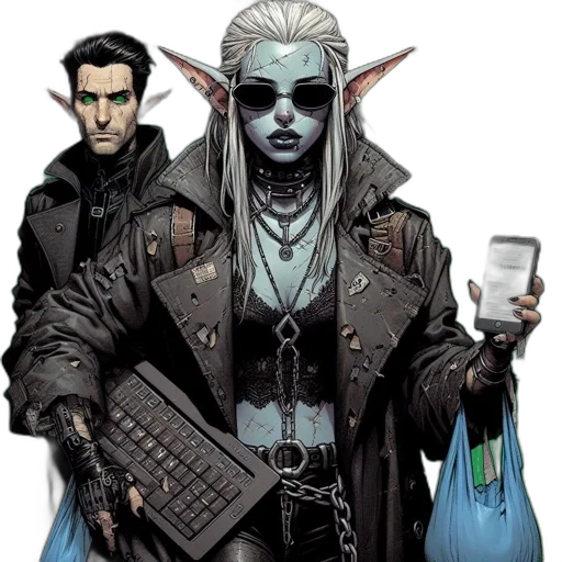 comic book art, concept art, cyberpunk, fantasy art transparent PNG cut-out