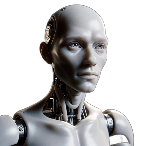 robot, face, 3d render, cyberpunk transparent PNG cut-out
