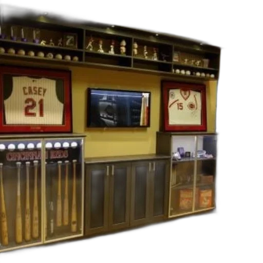 3d render, baseball-themed, room, features transparent PNG cut-out