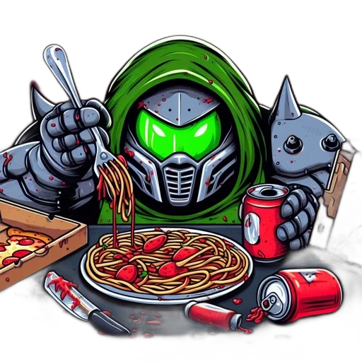 food, robot, pixel art, comic book art transparent PNG cut-out