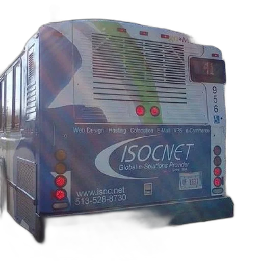 3d render, bus, advertisement, isocnet transparent PNG cut-out