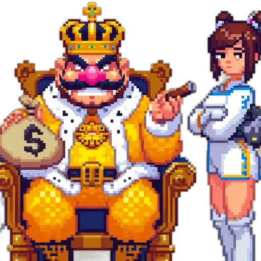 crown, staff, pixel art, concept art transparent PNG cut-out