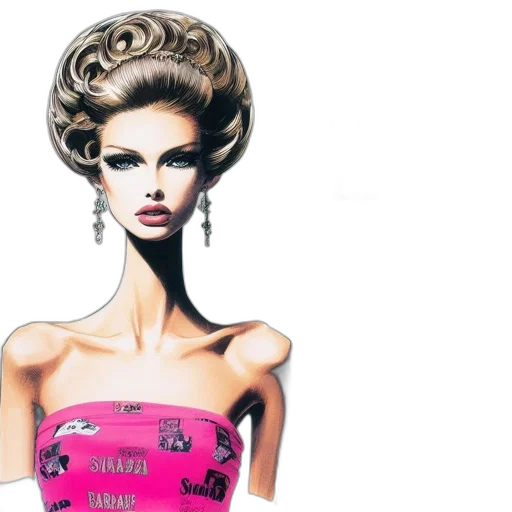 dress, hair, photorealistic, cartoon transparent PNG cut-out