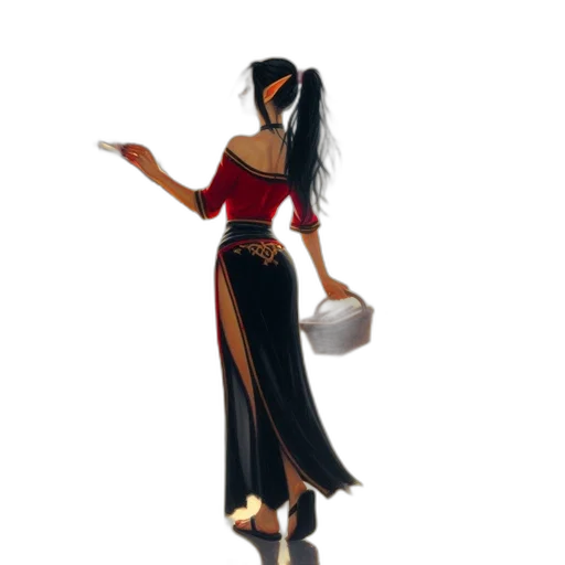 dress, jewelry, staff, concept art transparent PNG cut-out