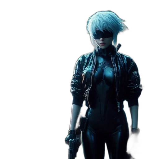 jacket, robot, weapon, mask transparent PNG cut-out