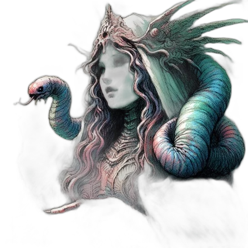 dragon, creature, staff, mask transparent PNG cut-out