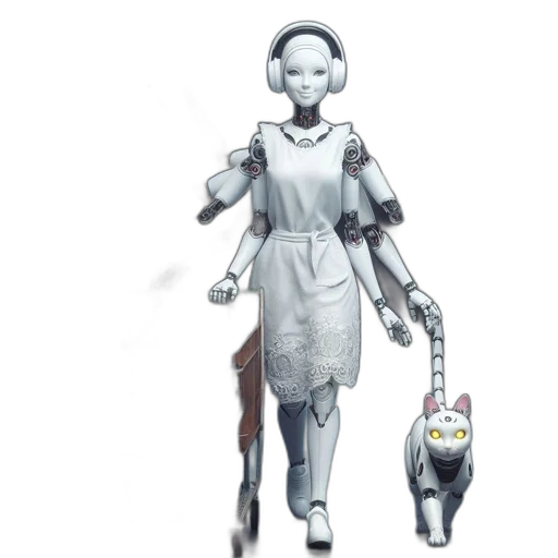 robot, staff, dress, creature transparent PNG cut-out