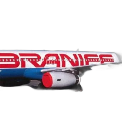 3d render, braniff, airplane, parked transparent PNG cut-out