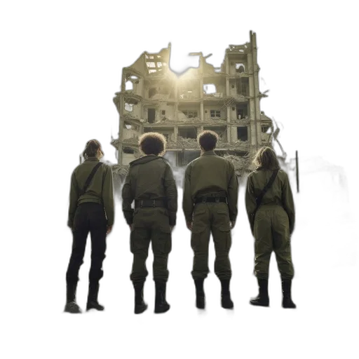 jacket, weapon, robot, building transparent PNG cut-out