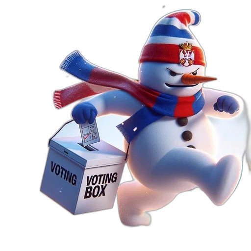 3d render, animated, snowman, donning transparent PNG cut-out