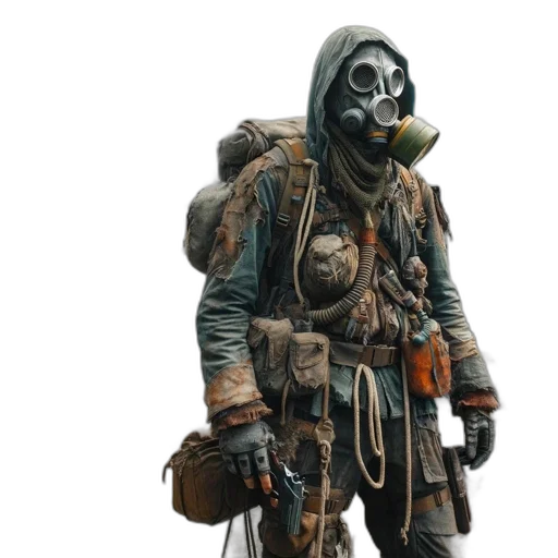 mask, jacket, creature, weapon transparent PNG cut-out