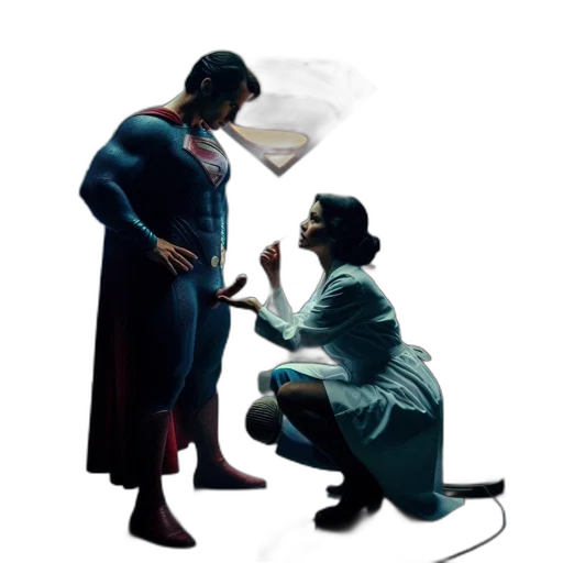 concept art, comic book art, underwater, superman transparent PNG cut-out