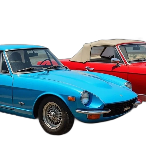 car, photorealistic, 3d render, blue transparent PNG cut-out