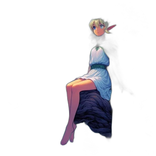 dress, creature, staff, crown transparent PNG cut-out