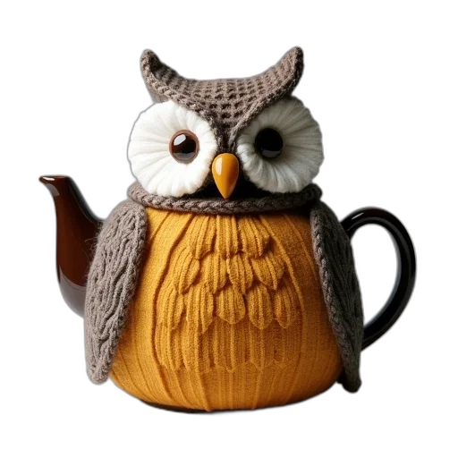 photorealistic, 3d render, owl, tea transparent PNG cut-out