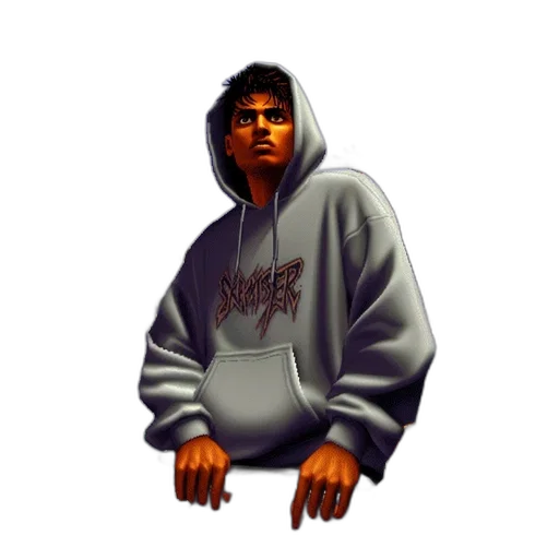 jacket, staff, face, pixel art transparent PNG cut-out