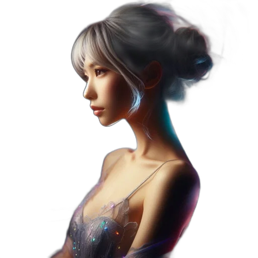 dress, face, staff, dragon transparent PNG cut-out