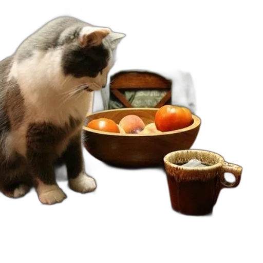 food, staff, photorealistic, cat transparent PNG cut-out