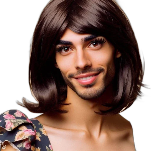 hair, face, photorealistic, cartoon transparent PNG cut-out