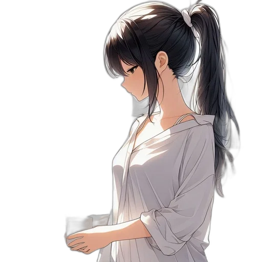 dress, jacket, staff, hair transparent PNG cut-out