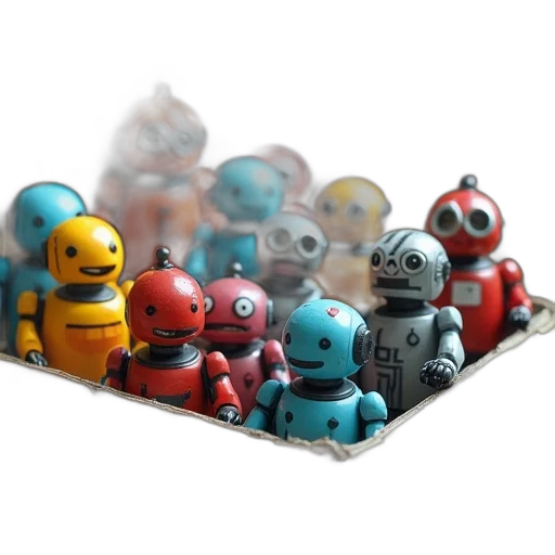 robot, 3d render, concept art, pixel art transparent PNG cut-out