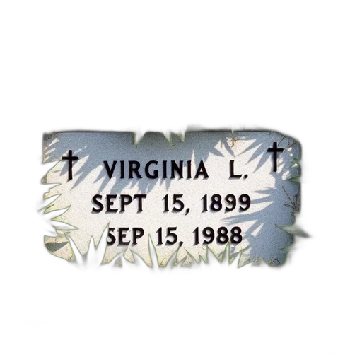 headstone, name, virginia, dates transparent PNG cut-out