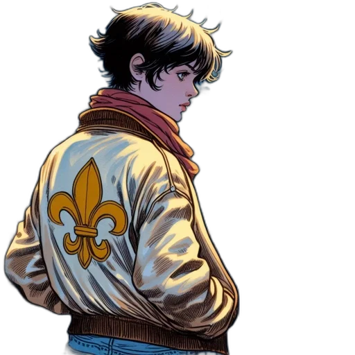 jacket, staff, comic book art, concept art transparent PNG cut-out
