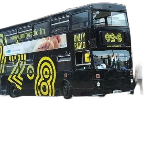 concept art, photorealistic, black, double-decker transparent PNG cut-out