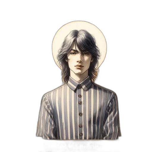 face, jacket, hair, staff transparent PNG cut-out
