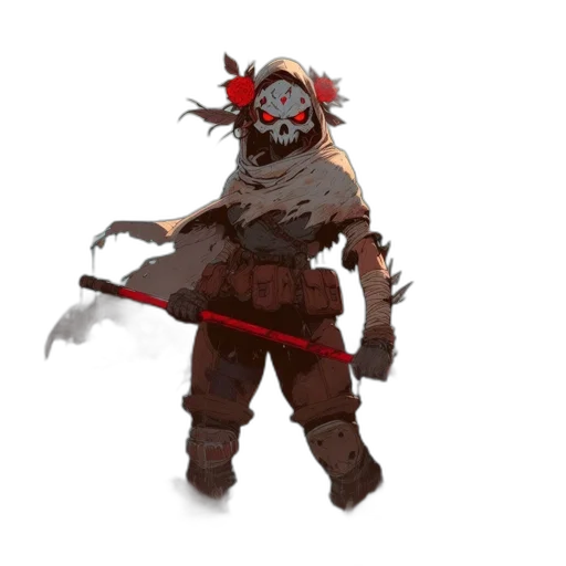 mask, creature, staff, weapon transparent PNG cut-out