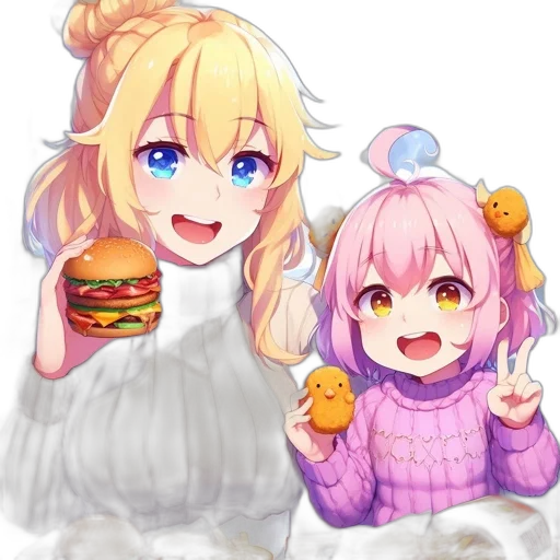food, anime, pixel art, watercolor transparent PNG cut-out