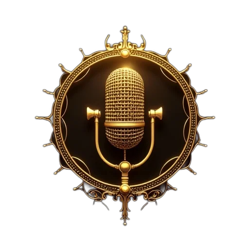 staff, golden, radio, logo transparent PNG cut-out