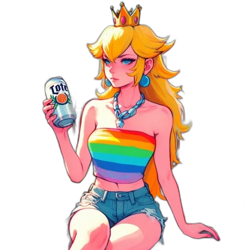 crown, dress, bottle, pixel art transparent PNG cut-out