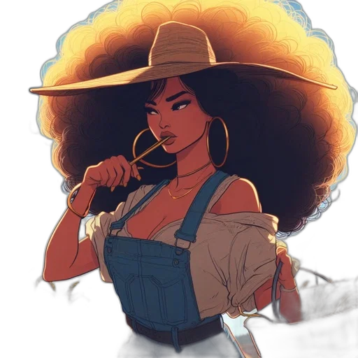 hat, hair, dress, staff transparent PNG cut-out
