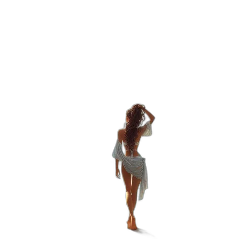 dress, hair, staff, creature transparent PNG cut-out