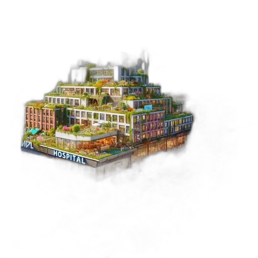 building, 3d render, concept art, pixel art transparent PNG cut-out