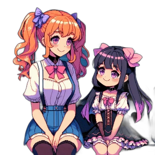 dress, staff, anime, pixel art transparent PNG cut-out