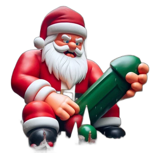 3d render, oversized, inflatable, santa transparent PNG cut-out