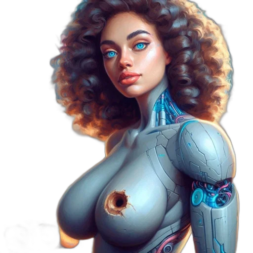 robot, dress, face, comic book art transparent PNG cut-out