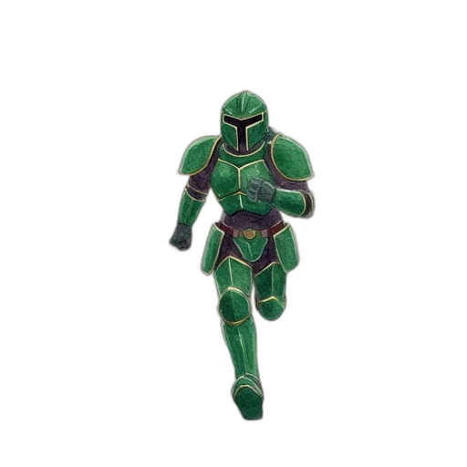 robot, 3d render, concept art, green transparent PNG cut-out