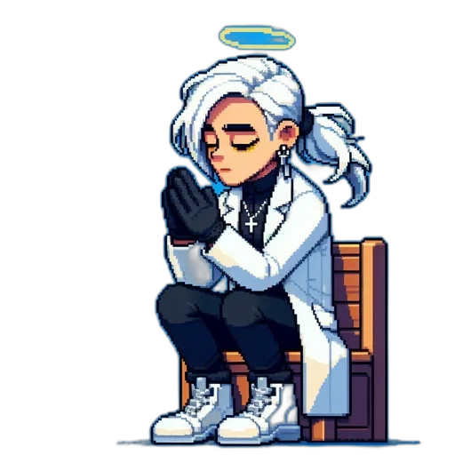 jacket, staff, pixel art, concept art transparent PNG cut-out