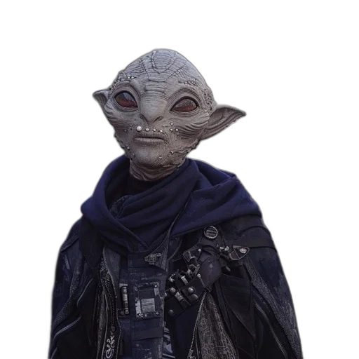 mask, staff, jacket, creature transparent PNG cut-out
