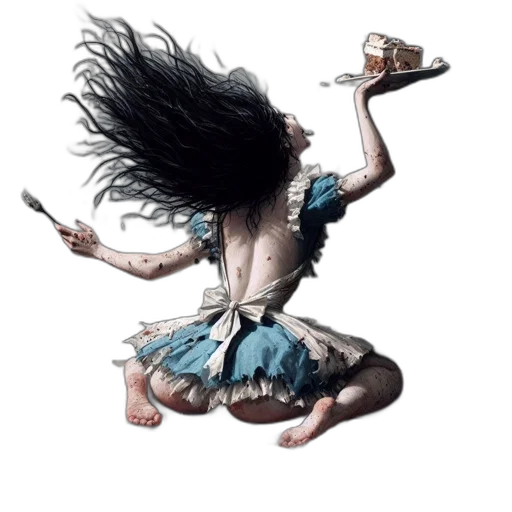 hair, dress, creature, staff transparent PNG cut-out